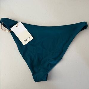Quince Recycled Swim Bottoms NWT Teal High Cut Bikini Bottom Size Small